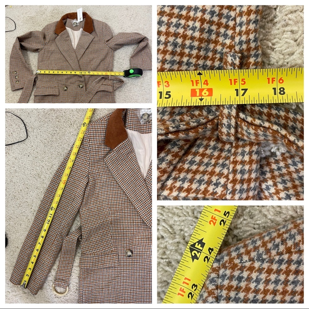 NWT! Moon River Herringbone Double Breasted Jacket with contrast collar - Picture 10 of 16